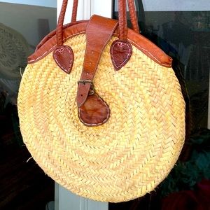 Rattan Purse with leather handles